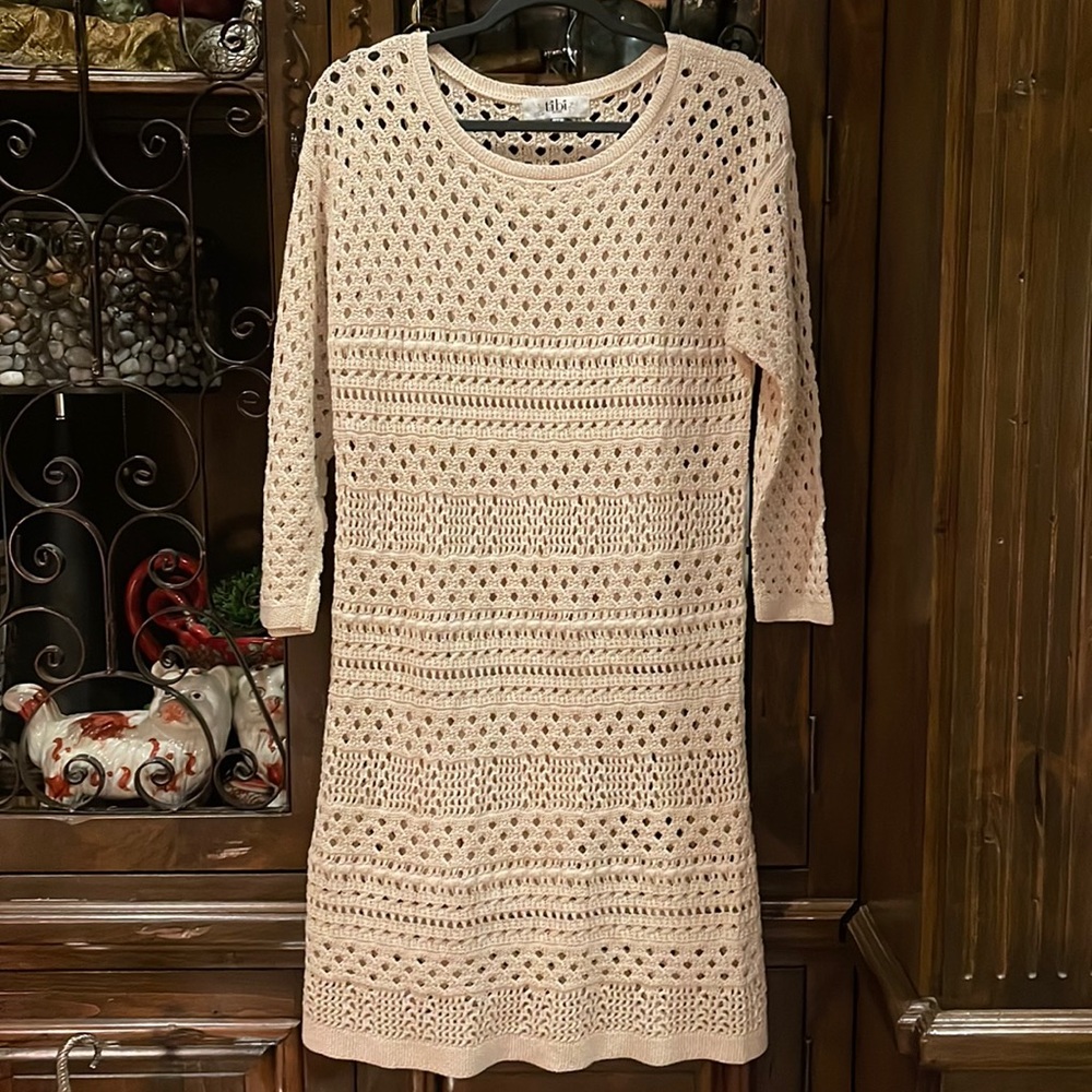 Tibi Blush Crochet Knit Sheath Dress